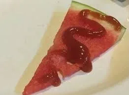 Ketchup on watermelon
